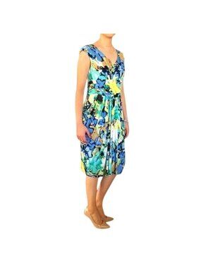 Midnight Velvet Sleeveless Dress Floral Print V-Neck Size 10